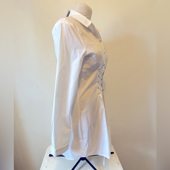NWT Missguided White Lace Up Corset Waist Mini Dress Blouse Tunic 8 M - Picture 8 of 11